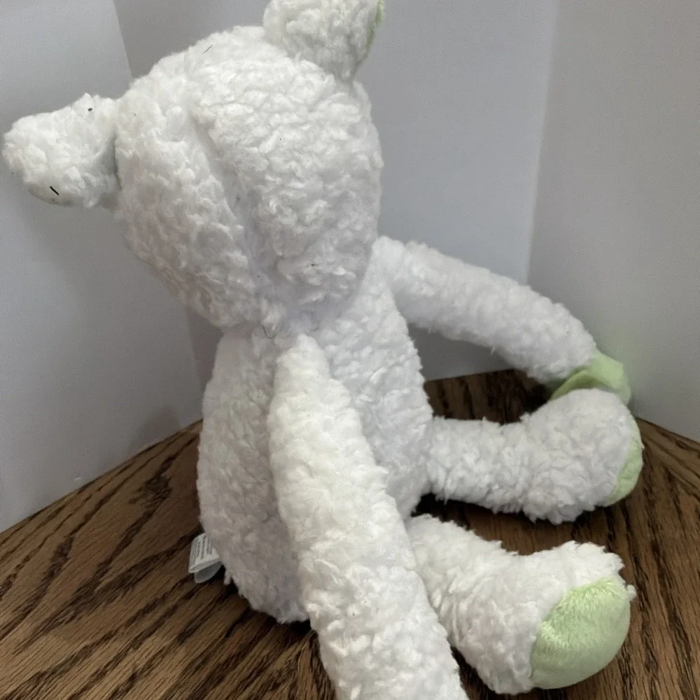 DMC‎ White Sherpa Lamb Plush Stuffed Animal Green Accents PA-17292 CN Long Limbs